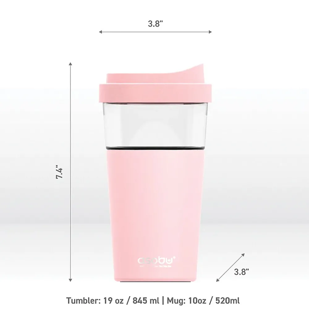 Vista Stainless Steel Clear-Insulation Tritan Coffee Mug, 20 oz., Pink (SM40)<ASOBU Discount