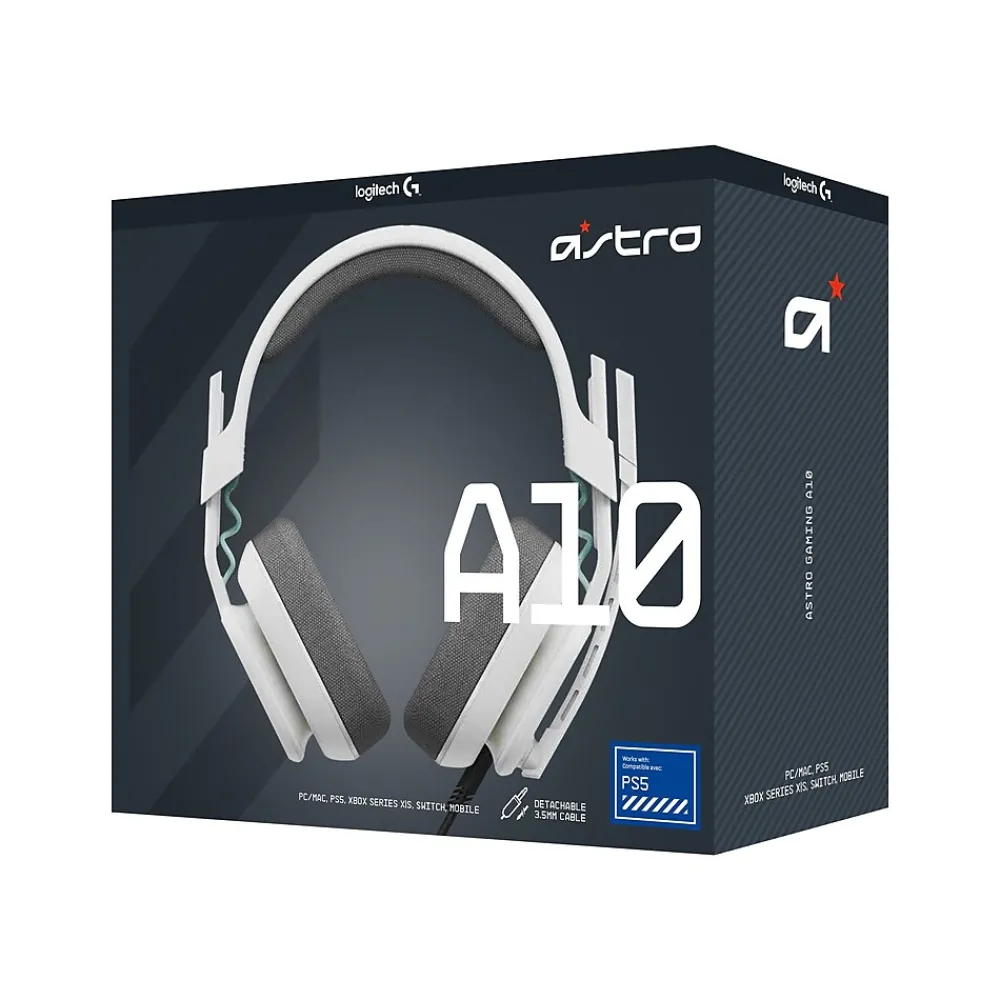 New Logitech Astro Gaming A10 Gen 2 Stereo Headset, White (939-002062)
