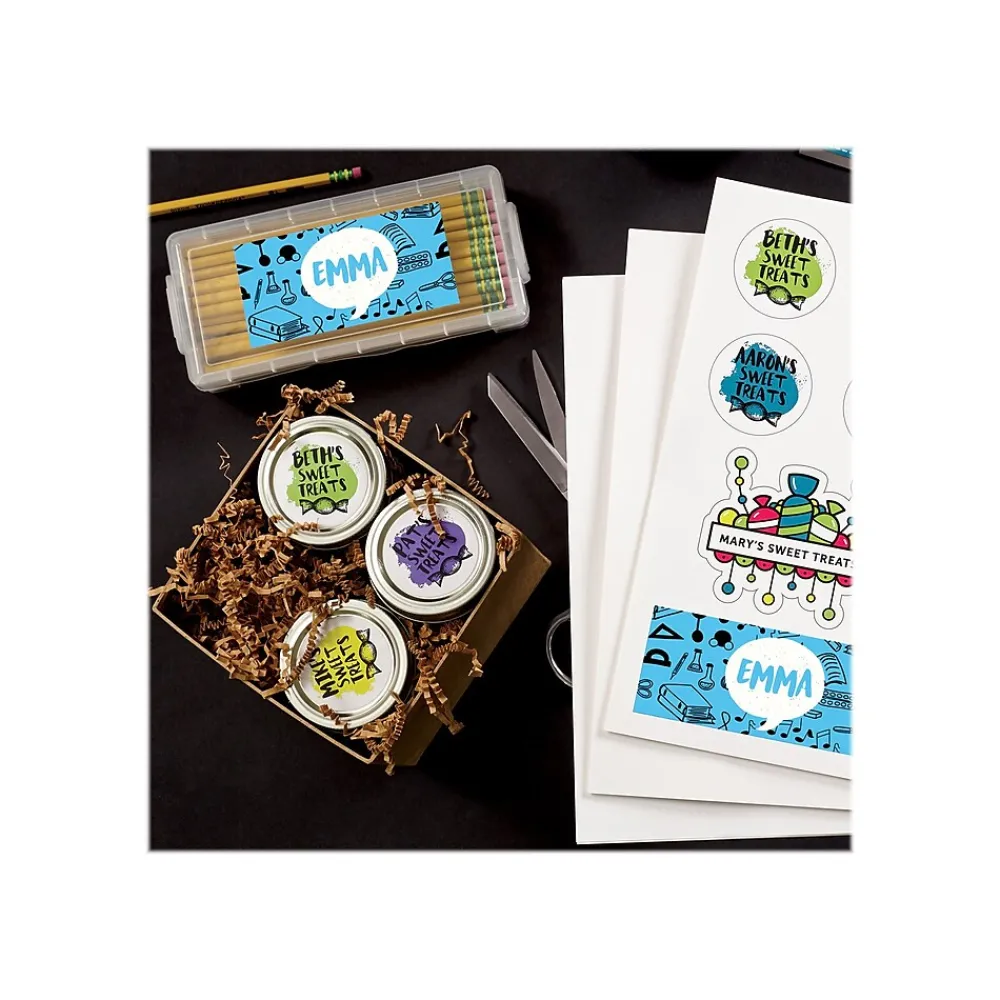 Labels|Astrobrights Astrodesigns Inkjet/Laser Sticker Paper Labels, 8 1/2" x 11", Matte White, 15 Sheets/Pack (91296-01)