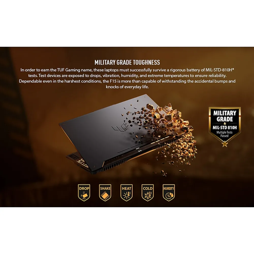 Asus TUF F15 15.6" FHD 144Hz Gaming Laptop, NVIDIA GeForce RTX 3050, Intel Core i5-12500H, 16GB RAM, 512GB SSD, Windows 11