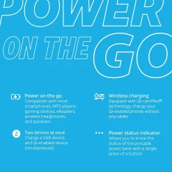Portable Wireless Suction Power Bank, 10,000 mAh, Black (QPB10-BLK)<AT&T Outlet