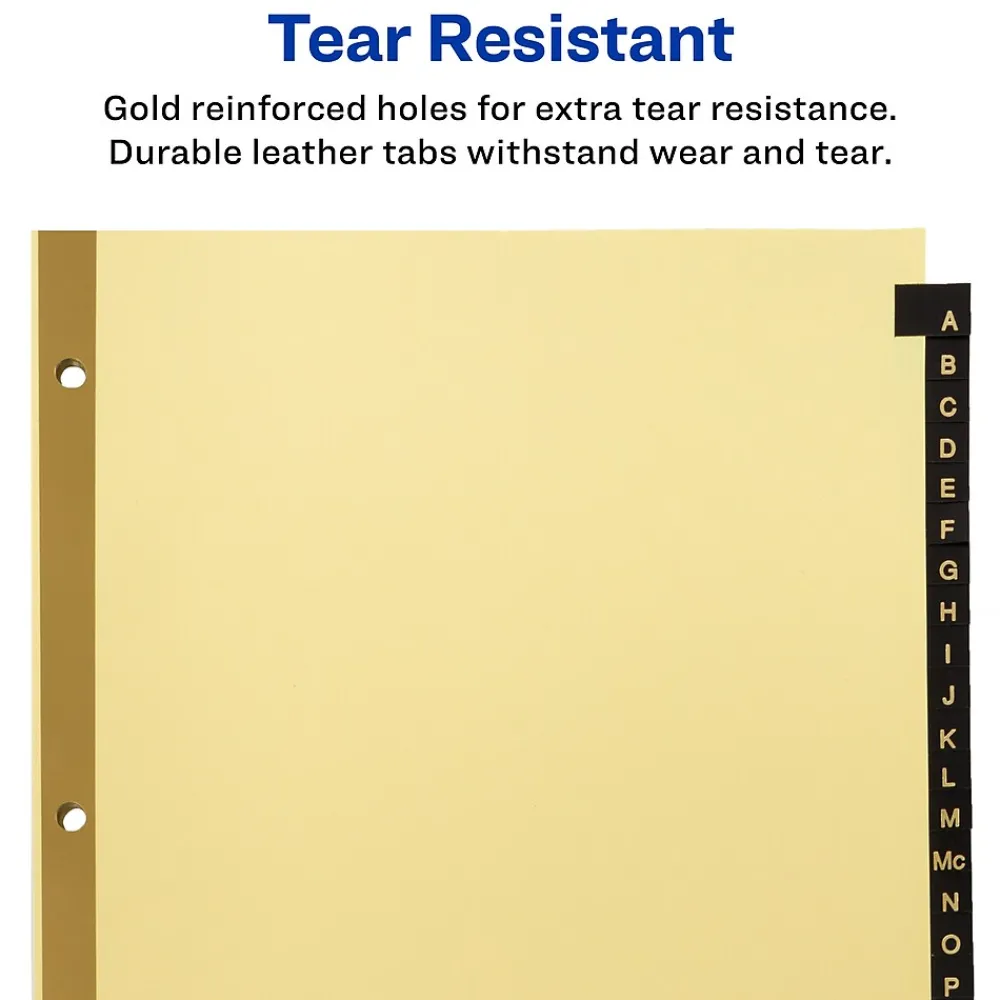 Dividers|Avery A-Z Leather Dividers, 26-Tabs, Gold (11350)