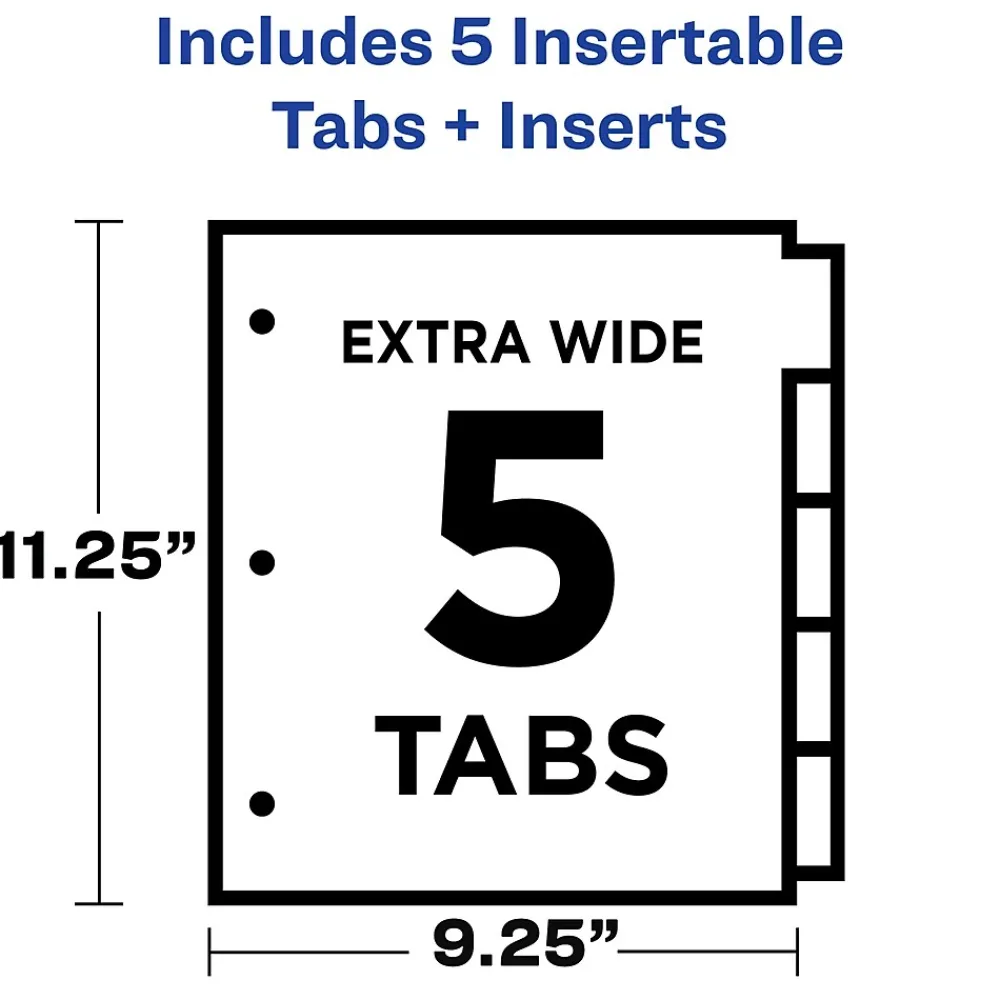 Dividers|Avery Big Tab Insertable Plastic Dividers with Pocket, 5 Tabs, Multicolor Pastel (07714)