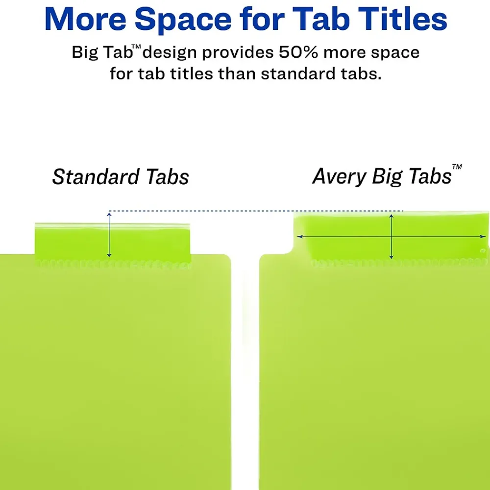 Dividers|Avery Big Tab Insertable Plastic Dividers for 11" x 17" Binders, 8 Tabs, Multicolor (11179)