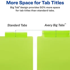 Dividers|Avery Big Tab Insertable Plastic Dividers, 8 Tabs, Multicolor, 24 Sets/Carton (11903)