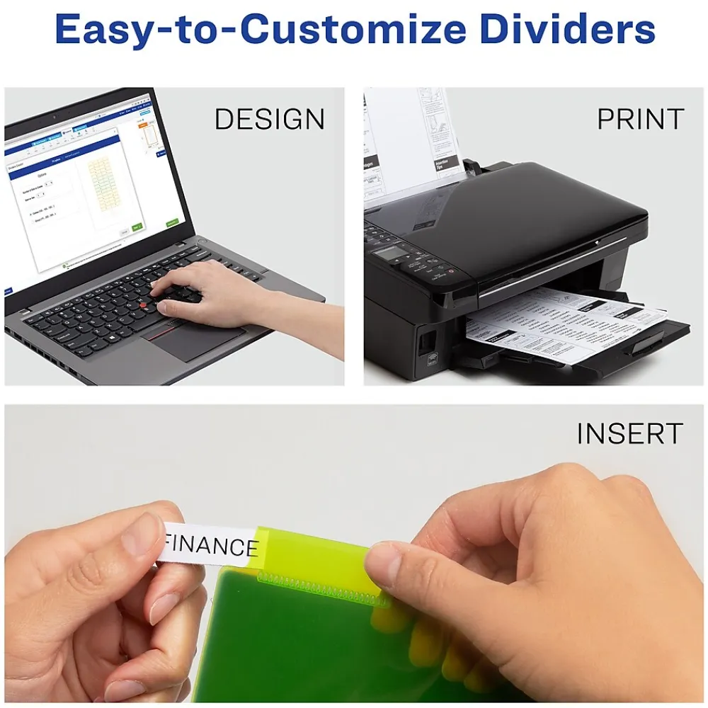 Dividers|Avery Big Tab Insertable Plastic Dividers, 8 Tabs, Multicolor, 24 Sets/Carton (11903)