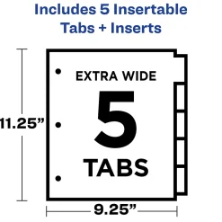 Dividers|Avery Big Tab Insertable Plastic Dividers with 2 Pockets, 5 Tabs, Multicolor (11906)