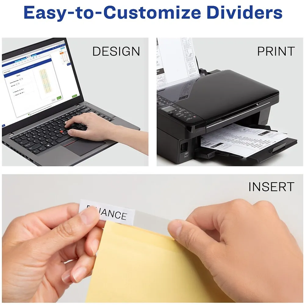 Dividers|Avery Big Tab Insertable Paper Dividers, 8 Tabs, Clear, Copper Reinforced (23285)