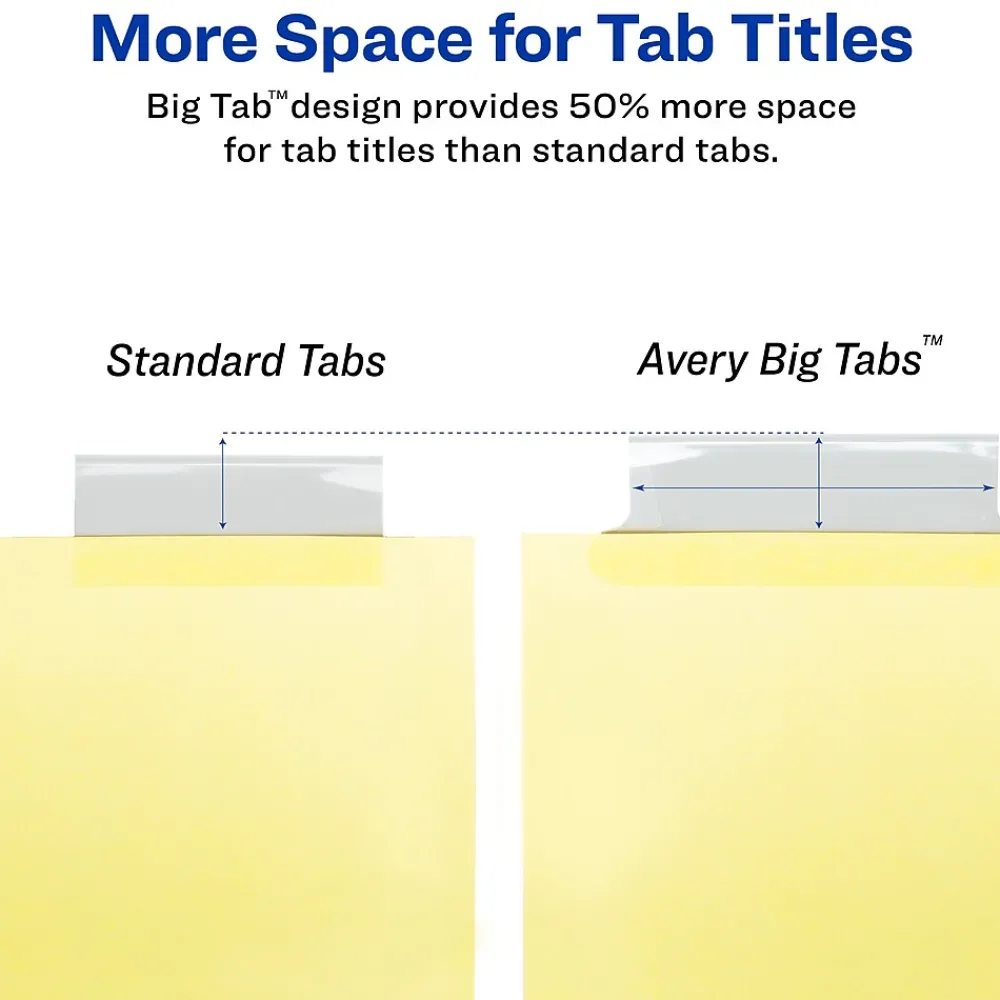 Dividers|Avery Big Tab Insertable Paper Dividers, 8 Tabs, Clear, Copper Reinforced (23285)