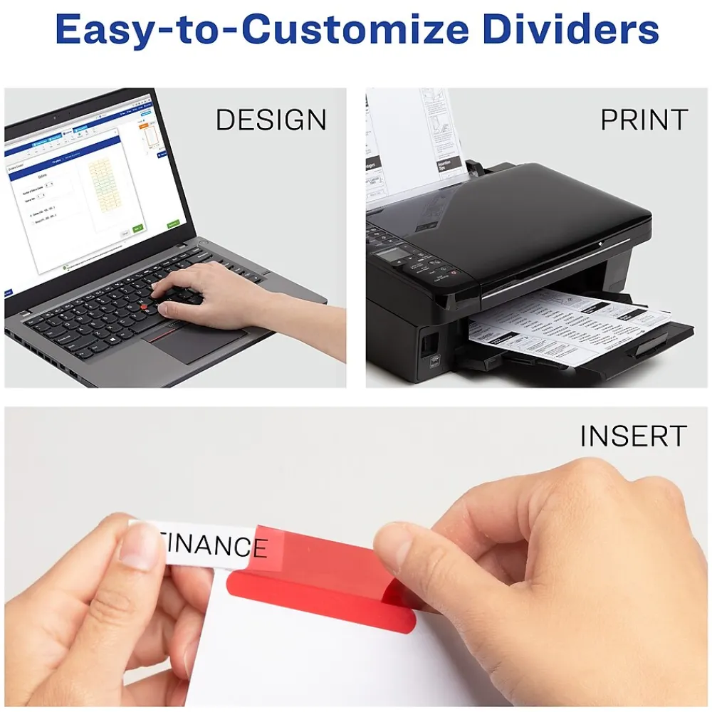 Dividers|Avery Big Tab Insertable Paper Dividers, 8 Tabs, White with Multicolor Tabs (11123)