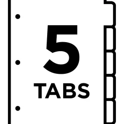 Dividers|Avery Big Tab Write & Erase Paper Dividers, 5 Tabs, White, Gold Reinforced, 48 Sets/Carton (23075)