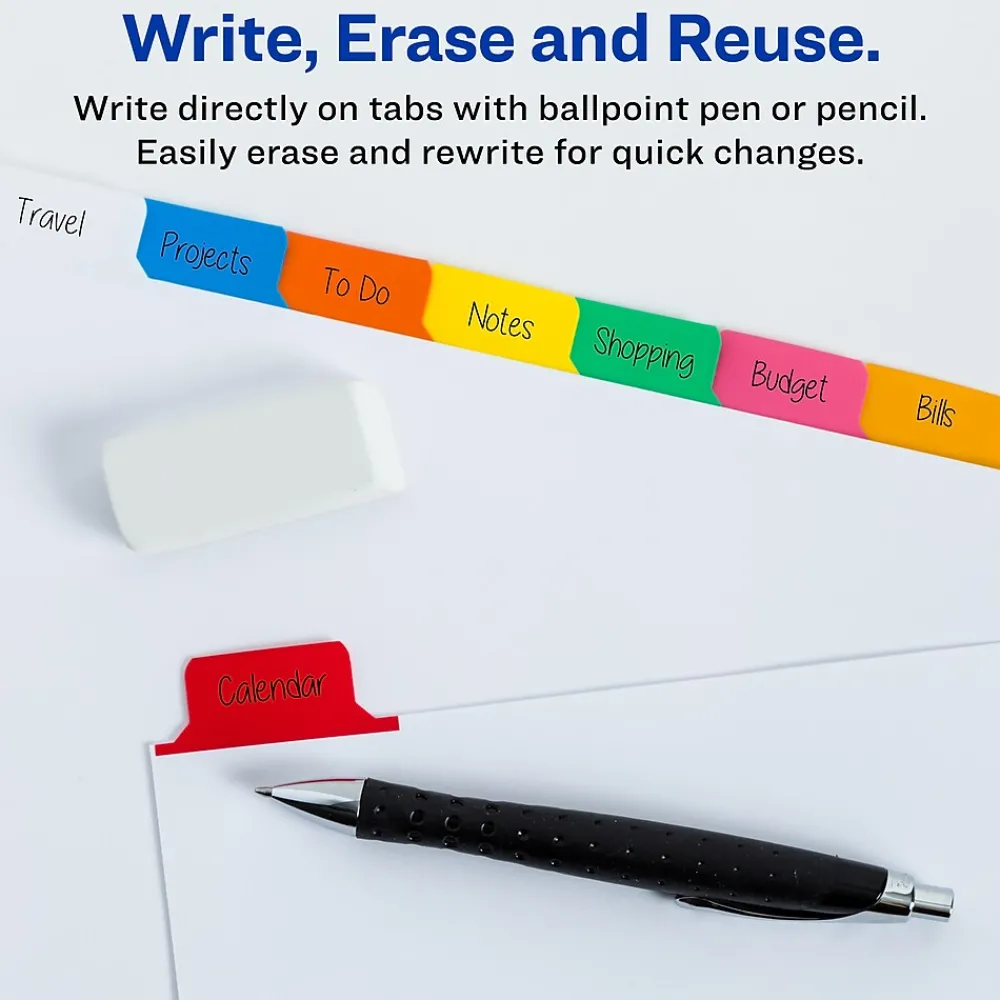 Dividers|Avery Big Tab Write & Erase Paper Divider, 8 Tabs, Multicolor, 1 Set (23079)