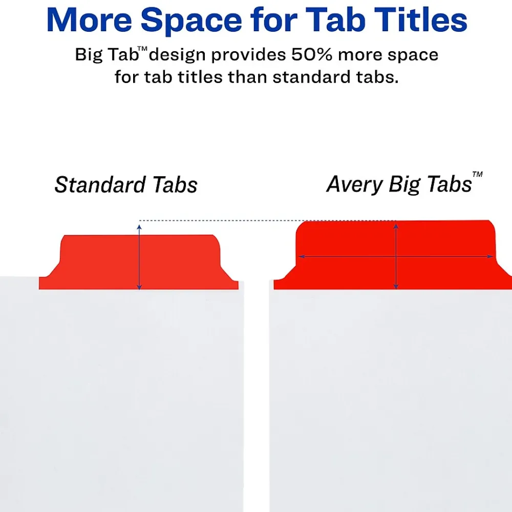 Dividers|Avery Big Tab Write & Erase Paper Dividers, 5 Tabs, Multicolor, Gold Reinforced (23076)