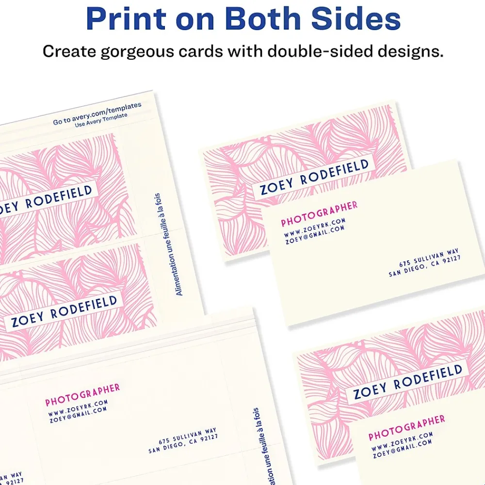 Business Cards*Avery Clean Edge Business Cards, 3.5" x 2", Matte Ivory, 200/Pack (5876)