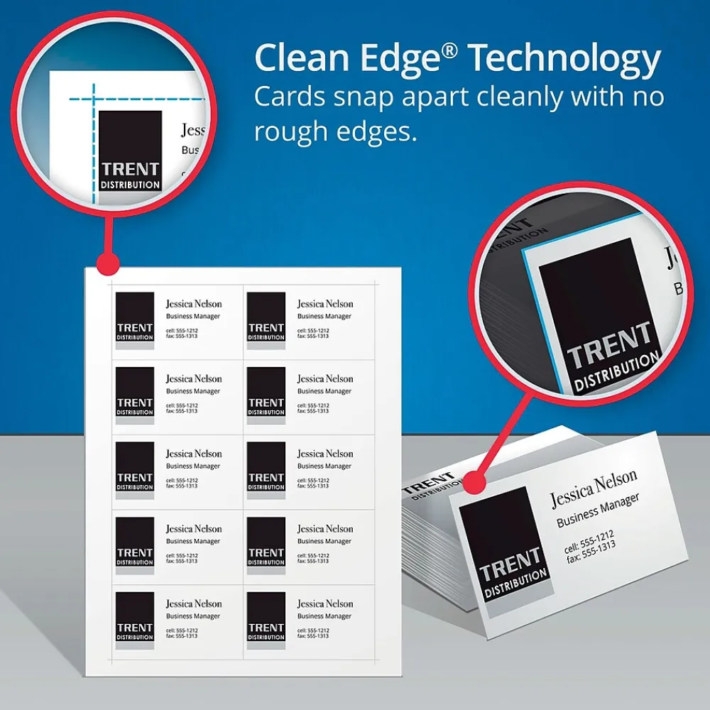 Business Cards*Avery Clean Edge Business Cards, 2" x 3 1/2", Matte White, 400 Per Pack (5877)