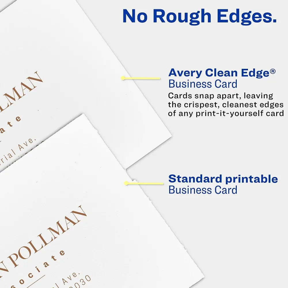 Business Cards*Avery Clean Edge Business Cards, 2" x 3 1/2", Matte White, 1000 Per Pack (8870)