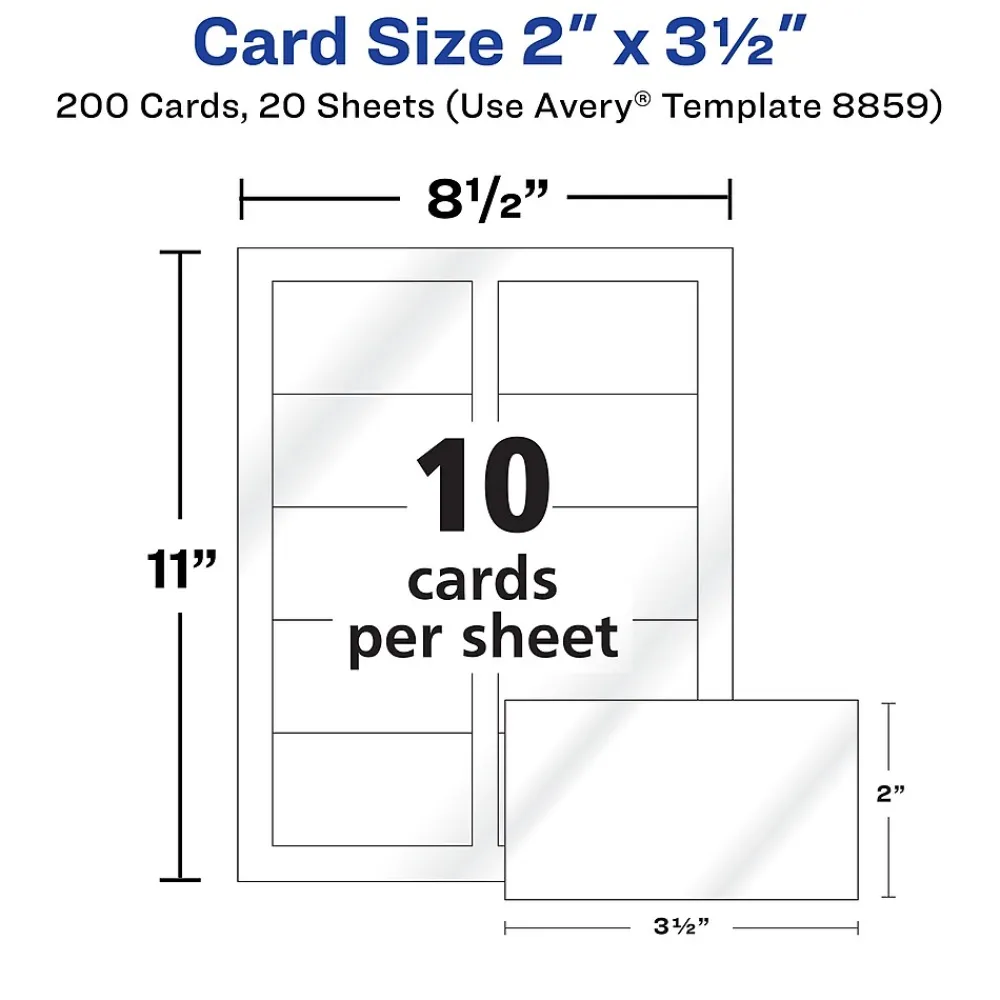 Business Cards*Avery Clean Edge Business Cards, 2" x 3 1/2", Glossy White, 200 Per Pack (8859)