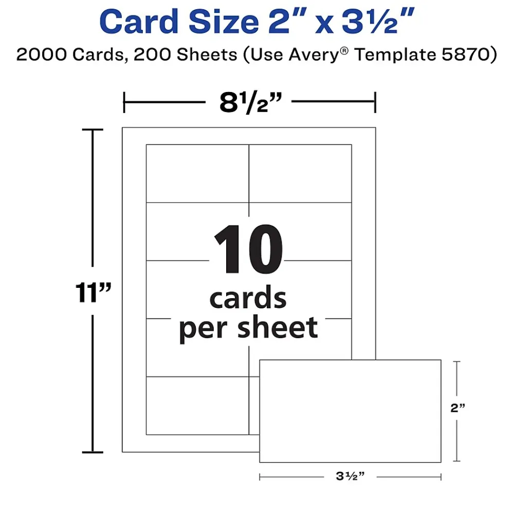 Business Cards*Avery Clean Edge Business Cards, 2" x 3 1/2", Matte White, 2000 Per Pack (5870)