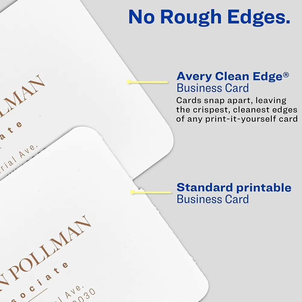 Business Cards*Avery Clean Edge Laser Square Cards with Rounded Corners, 2 1/2" x 2 1/2", White, 20 Sheets/Pack, 180 Cards/Pack (35703)