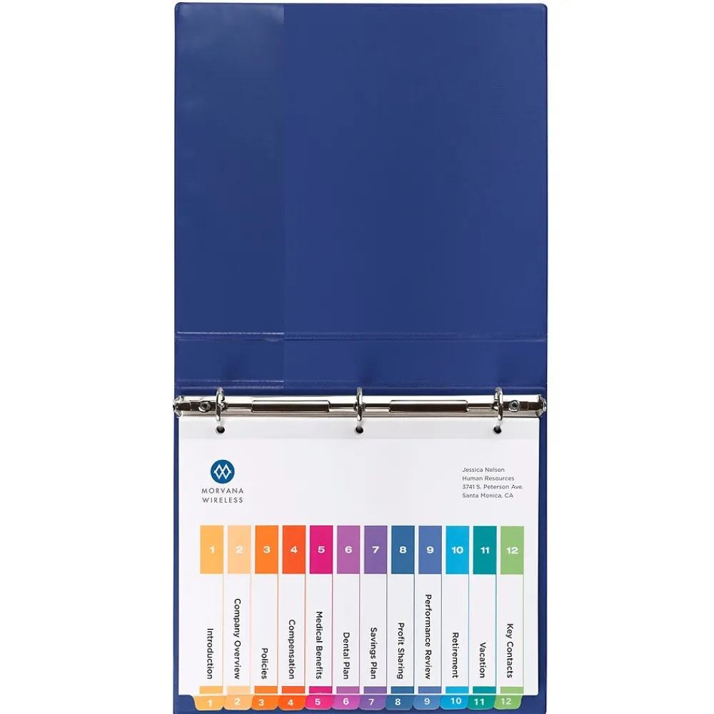 Dividers|Avery Customizable Table of Contents Dividers, 12-Tab, Multicolor, 3 Sets/Pack (11073)