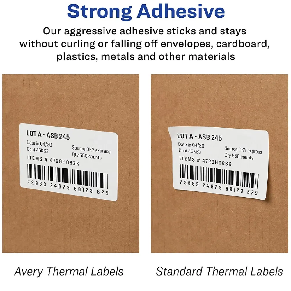Labels|Avery Direct Thermal Roll Multipurpose Labels, 1-1/8" x 3-1/2", Clear, 120 Labels/Box (4151)