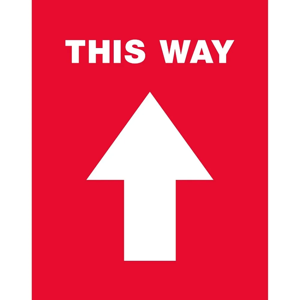 Avery Directional "This Way" Preprinted Floor Decals, 8" x 10.5", Red/White, 5/Pack (83091)