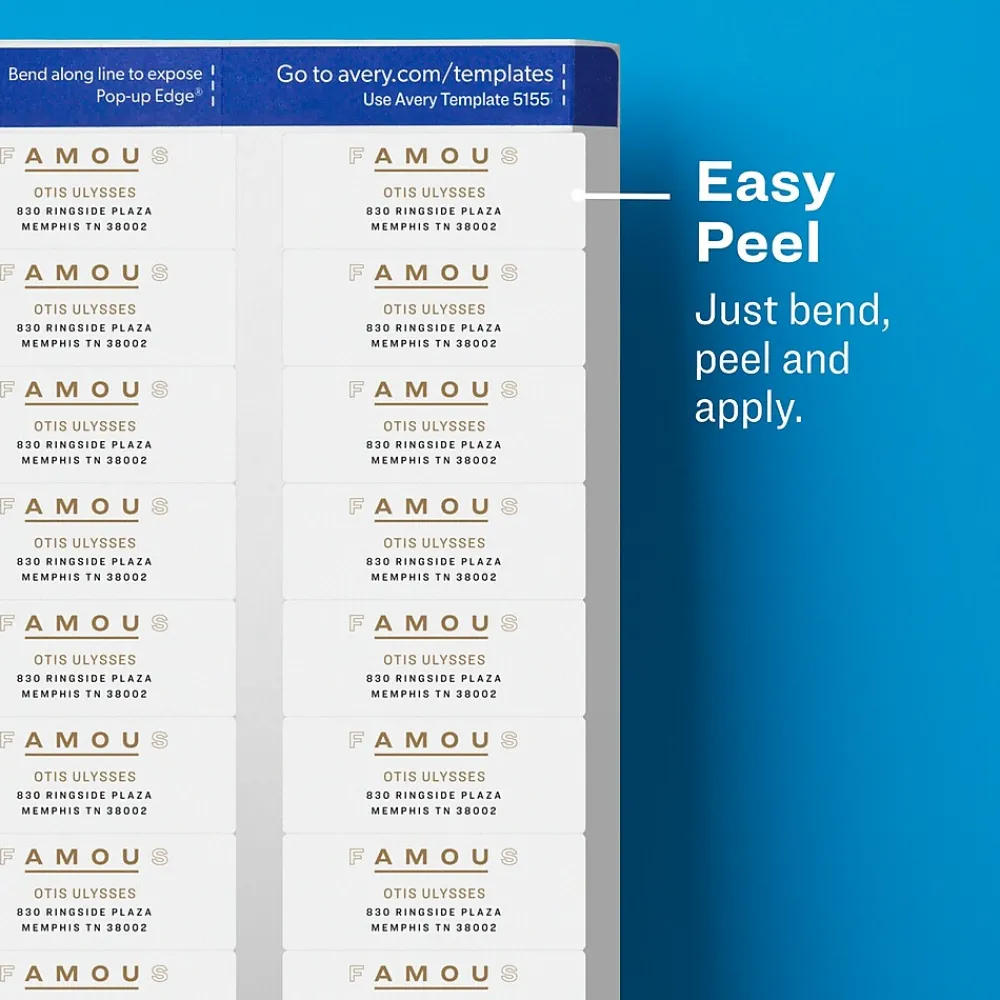 Discount Avery Easy Peel Inkjet Return Address Labels, 2/3" x 1-3/4", Clear, 600 Labels/Pack (18695)