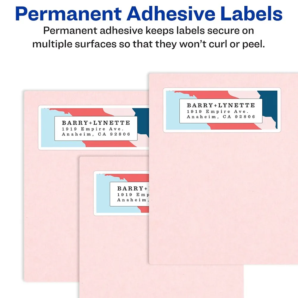 Outlet Avery Easy Peel Laser Address Labels, 1" x 4", White, 500 Labels/Pack (5261)