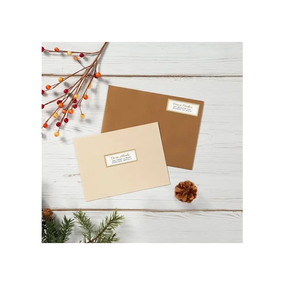 Discount Avery Easy Peel Laser/Inkjet Address Labels, 1" x 2 5/8", White with Metallic Gold Borders, 300 Labels/Pack (6540)