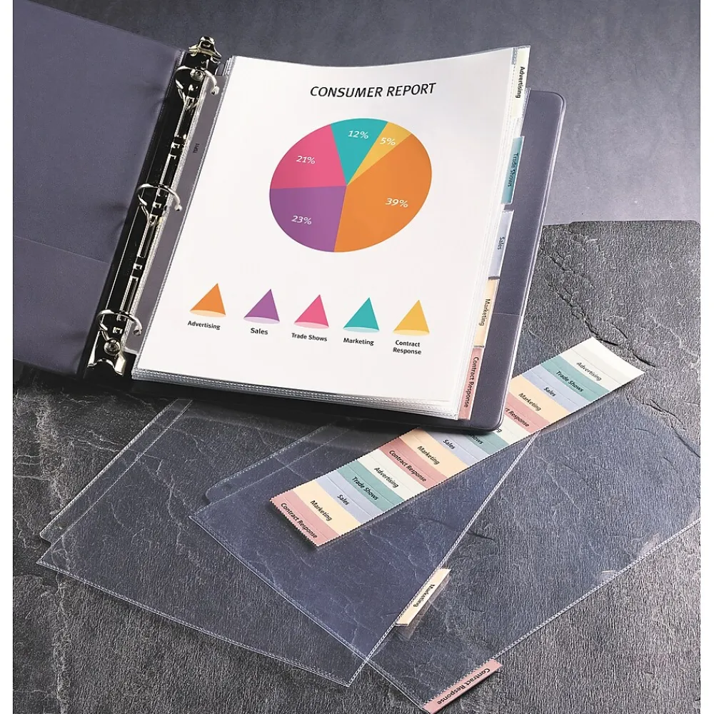 Sheet Protectors|Avery Heavyweight Protect 'n Tab 5 Tabs, 8-1/2" x 11", Clear, 1/Set (74160)