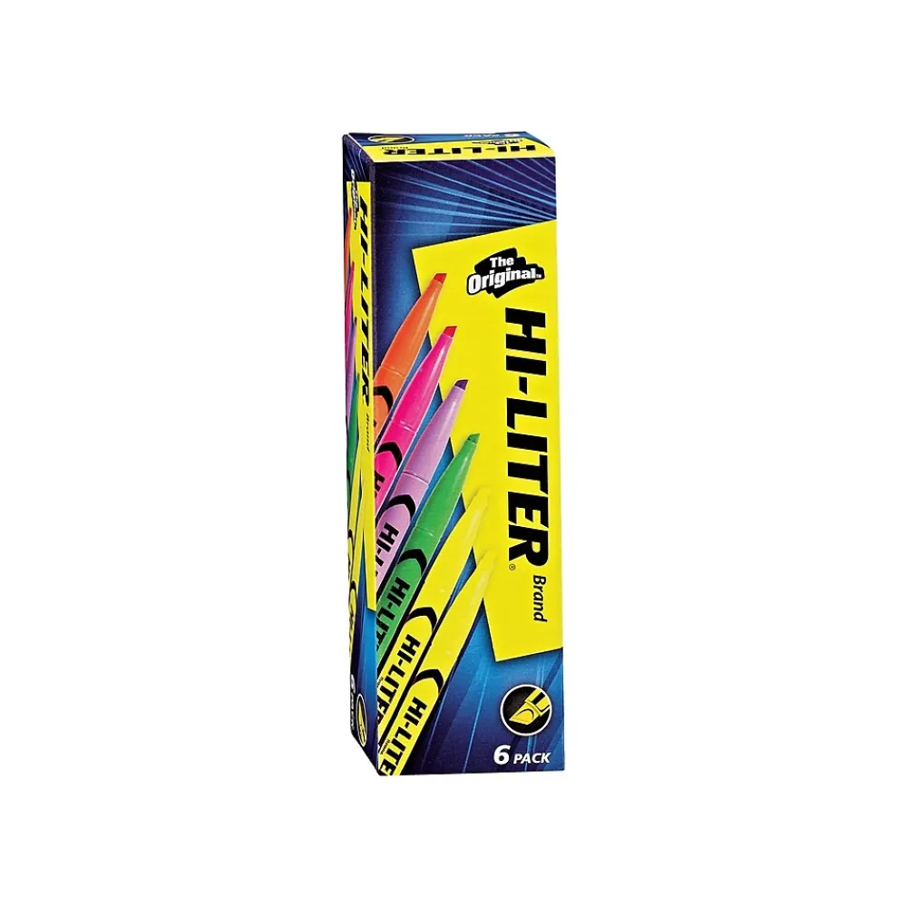 Highlighters|HI-LITER Avery Stick Highlighters, Chisel, Assorted, 6/Pack (23565)