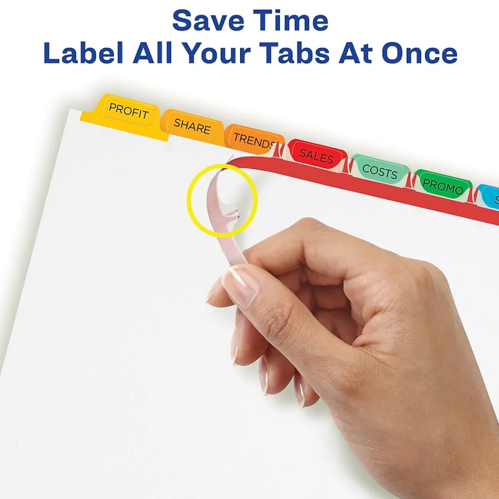 Dividers|Avery Index Maker Paper Dividers with Print & Apply Label Sheets, 8 Tabs, Multicolor, 25 Sets/Pack (11424)