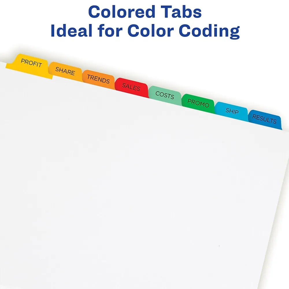 Dividers|Avery Index Maker Paper Dividers with Print & Apply Label Sheets, 8 Tabs, Multicolor, 25 Sets/Pack (11424)