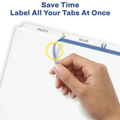Dividers|Avery Index Maker Paper Dividers with Print & Apply Label Sheets, 3 Tabs, White, 5 Sets/Pack (11435)