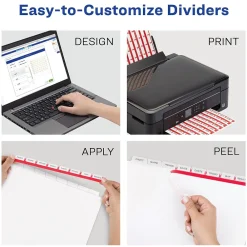 Dividers|Avery Index Maker Plastic Dividers with Print & Apply Label Sheets, 8 Tabs, Frosted White (11450)