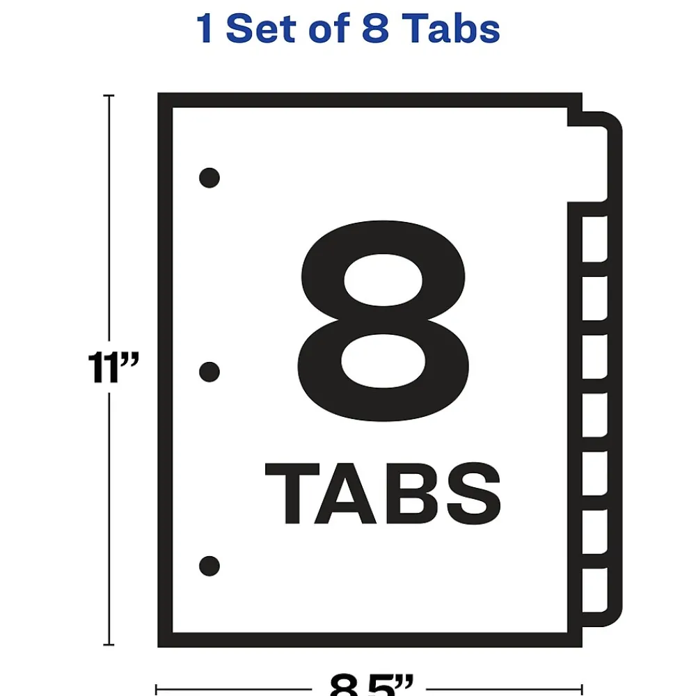 Dividers|Avery Index Maker Plastic Dividers with Print & Apply Label Sheets, 8 Tabs, Frosted White (11450)