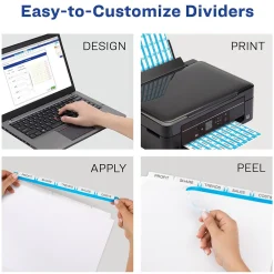 Dividers|Avery Index Maker Plastic Dividers with Print & Apply Label Sheets, 5 Tabs, Multicolor, 5 Sets/Pack (12449)