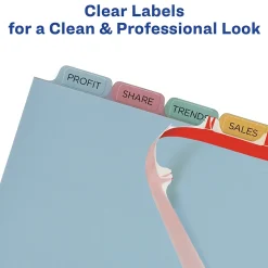 Dividers|Avery Index Maker Plastic Dividers with Print & Apply Label Sheets, 8 Tabs, Multicolor, 5 Sets/Pack (AVE12433)