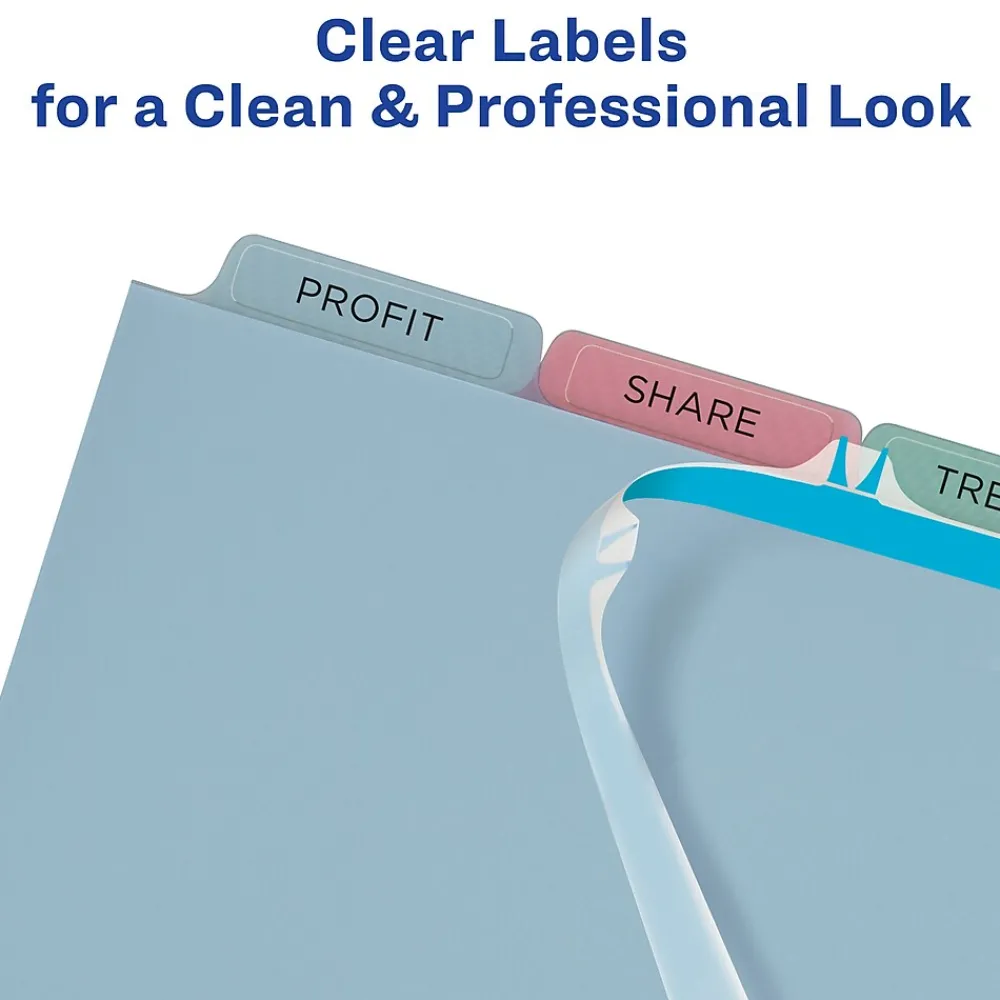 Dividers|Avery Index Maker Print & Apply Label Plastic Dividers, 5-Tab, Translucent Multicolor (11452)