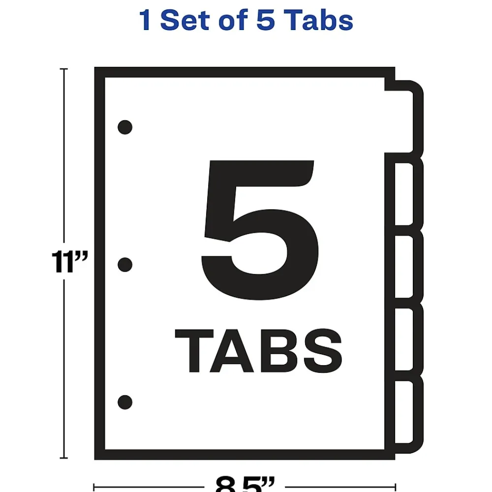 Dividers|Avery Index Maker Print & Apply Label Plastic Dividers, 5-Tab, Translucent Multicolor (11452)