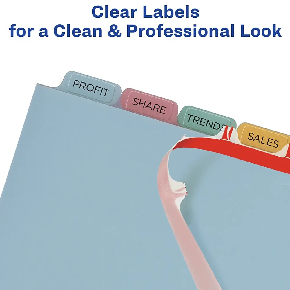 Dividers|Avery Index Maker Print & Apply Label Dividers, 8-Tab, Translucent Assorted, Set (11433)