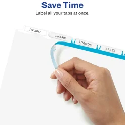 Dividers|Avery Index Maker Print & Apply Label Paper Dividers for Copiers, 5 Tabs, White, 5 Sets/Pack (11421)