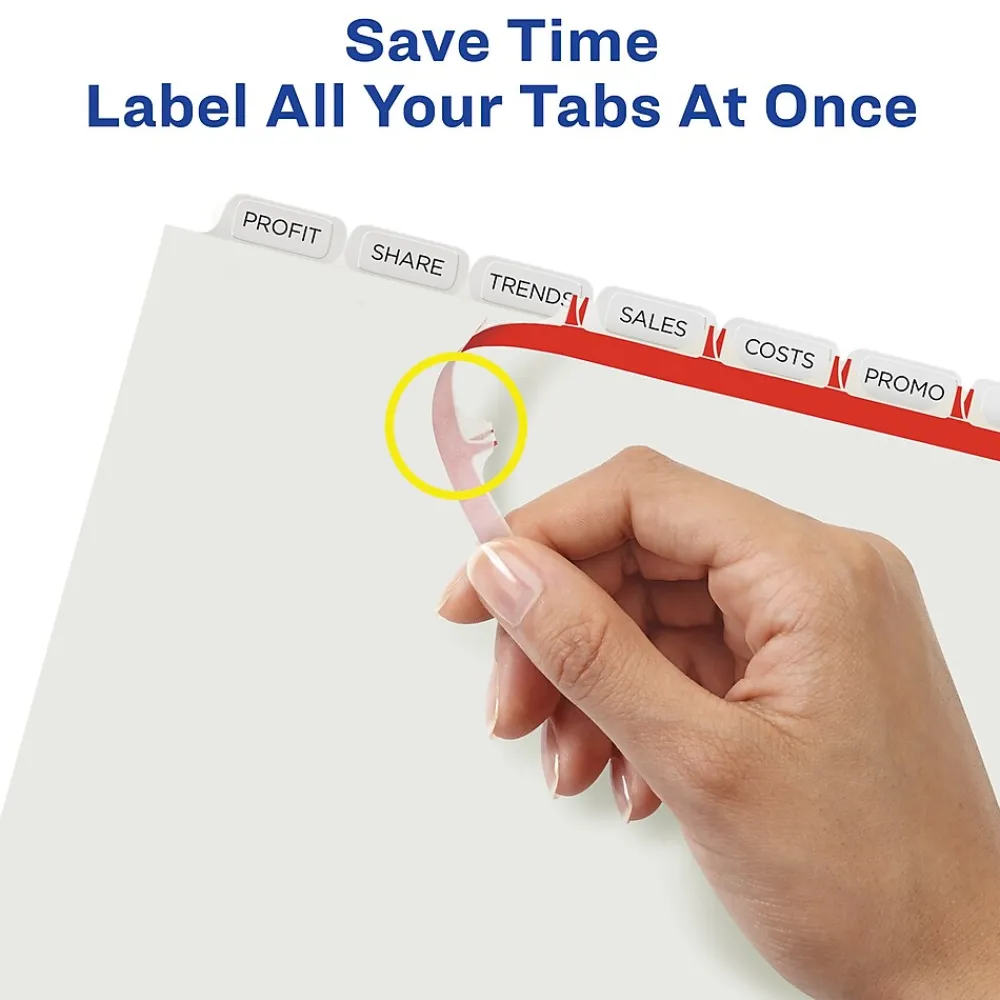 Dividers|Avery Index Maker Unpunched Paper Dividers with Print & Apply Label Sheets, 8 Tabs, White, 5 Sets/Pack (11432)
