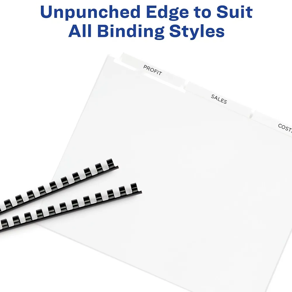 Dividers|Avery Index Maker Unpunched Paper Dividers with Print & Apply Label Sheets, 8 Tabs, White, 5 Sets/Pack (11432)
