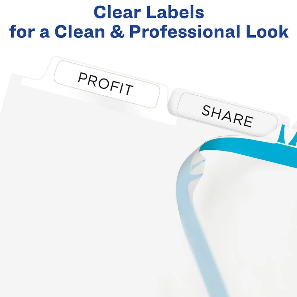 Dividers|Avery IndexMaker Print & Apply Label Dividers, 5-Tab, Clear, 5/Pack (11436)