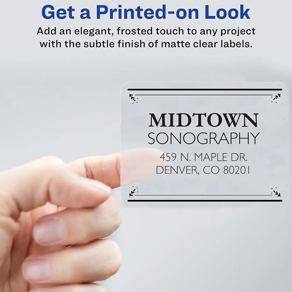 Online Avery Inkjet Shipping Labels, 8 1/2" x 11", Matte Clear, 25 Labels/Pack (8665)