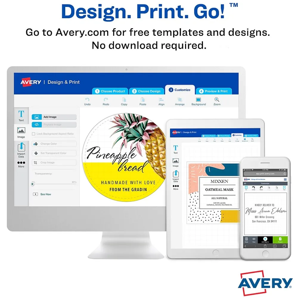Labels|Avery Laser/Inkjet Media Labels, 2-3/4" x 2-3/4", White, 9 Labels/Sheet, 70 Sheets/Box (5196)