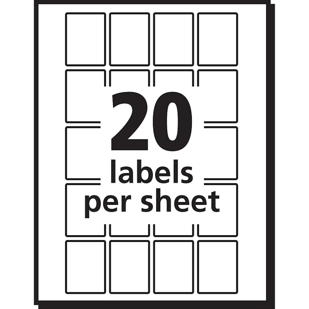 Labels|Avery Laser/Inkjet Multipurpose Labels, 1" x 3/4", White, 1,000 Labels/Pack (5428)
