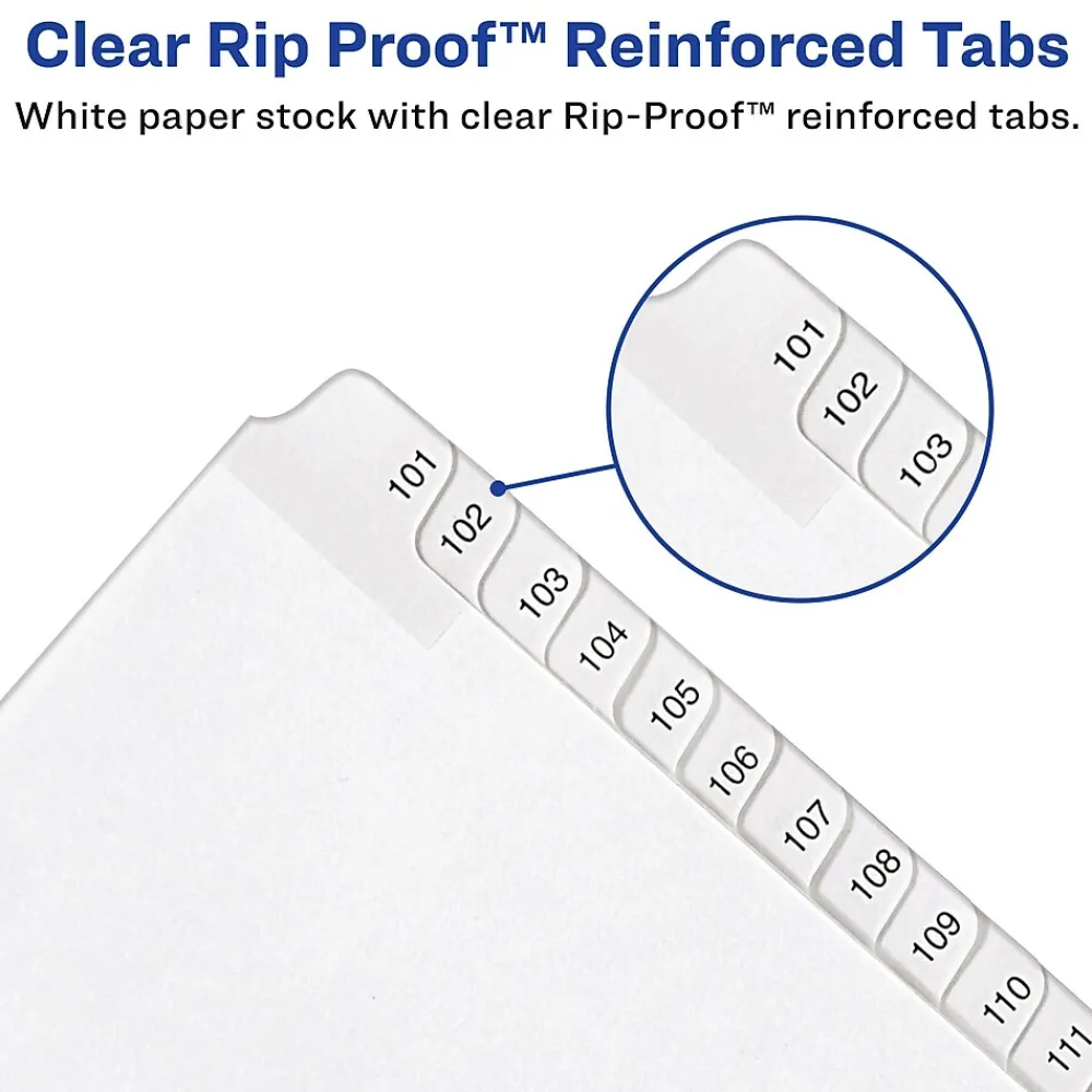 Dividers|Avery Legal Pre-Printed Numeric Paper Divider, 1 -25 Tabs, White, 1 Set (AVE01701)
