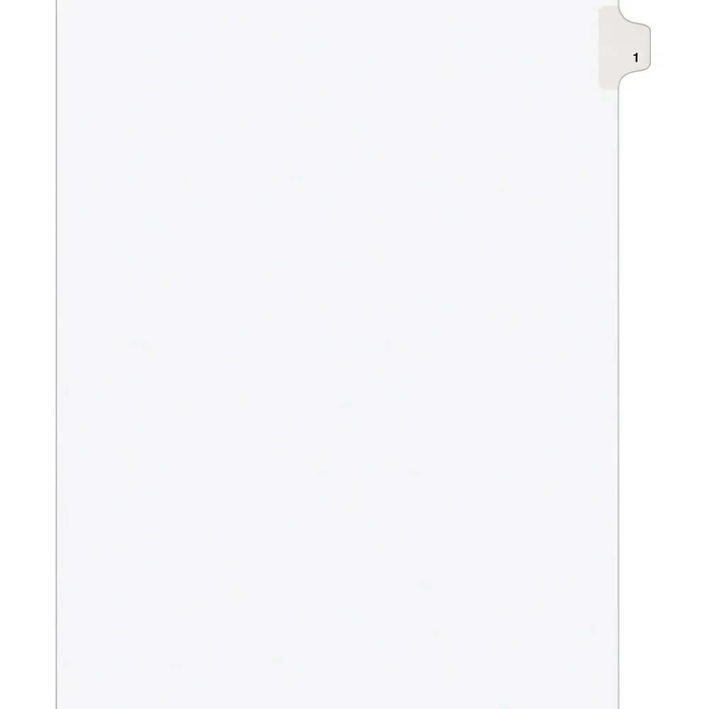 Dividers|Avery Legal Pre-Printed Paper Dividers, Side Tab #1, White, Style, Letter Size, 25/Pack (11911)